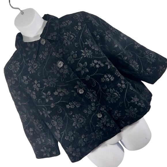 DRESSBARN WOMAN! BLACK ON BLACK TAPESTRY STYLE EMBROIDERED JACKET! SZ 18W - Picture 13 of 13